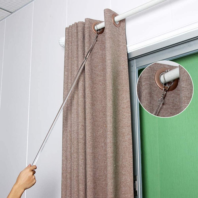 SOLOKOS 2 Pack Curtain Pull Rod with Metal Snap Invisible Clear Curtain Push Wand for Drapery and Grommet Curtains 1/2 Inch Wide (Acrylic, 40 Inch) - Image 4